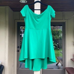 NWT Green Off Shoulder Hi Low Dress